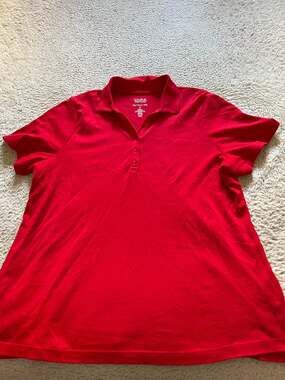 Croft & Barrow Women Short Sleeve Slit Polo Shirt Red Size 1X